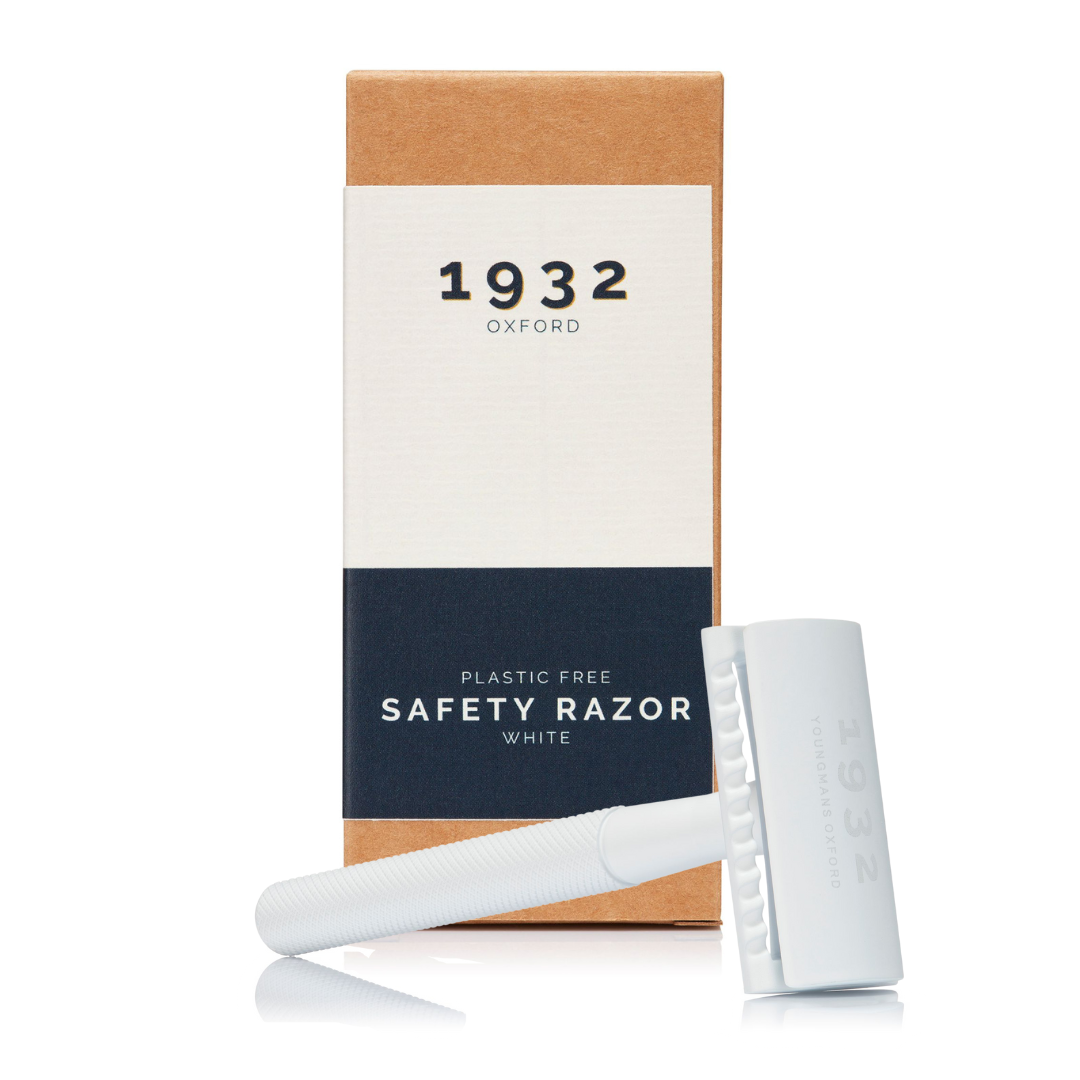 1932 White Stainless Steel Safety Razor